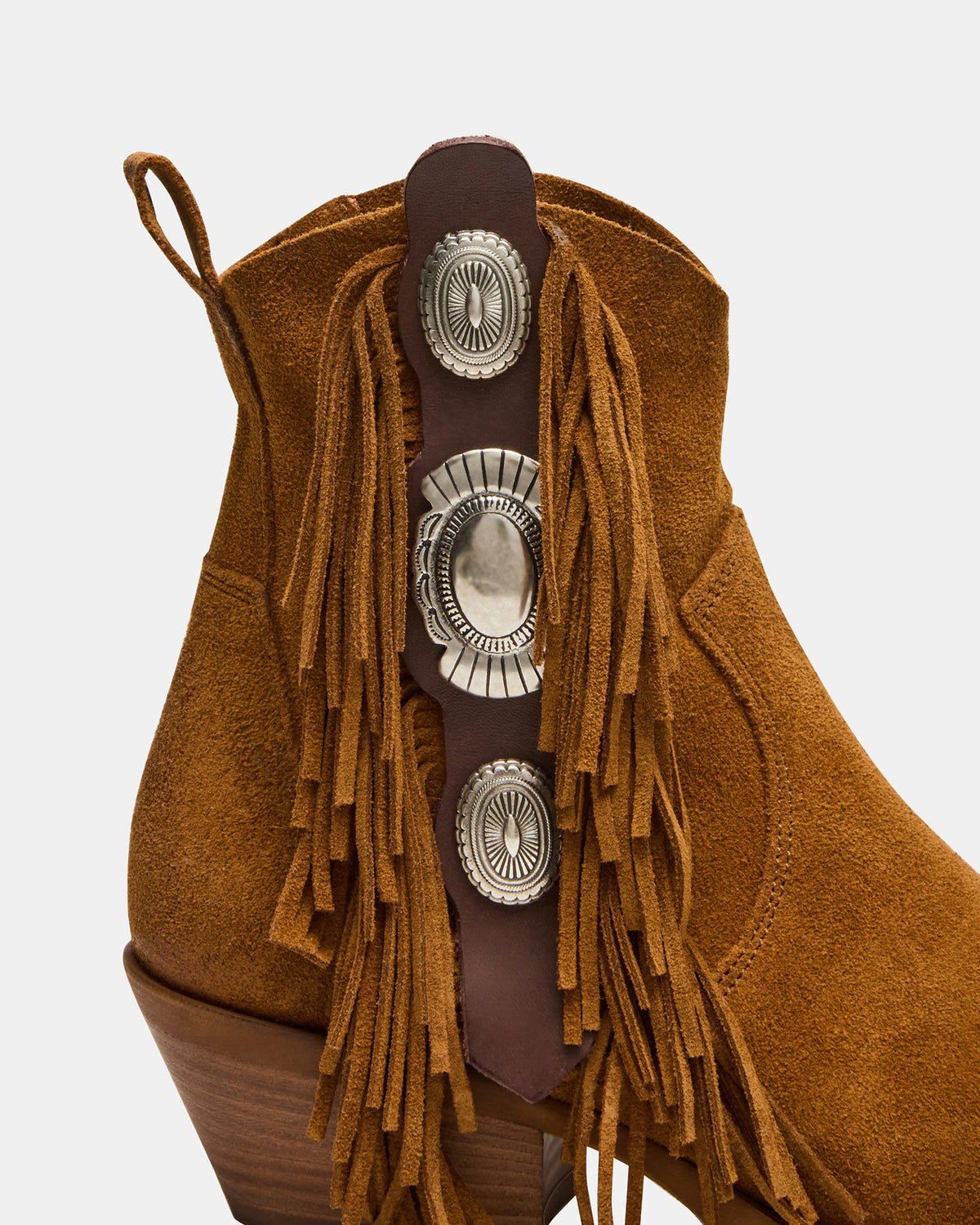 LARAMIE Chestnut Suede Fringe Western Pointed-Toe Women's Ankle Boot | Steve Madden online