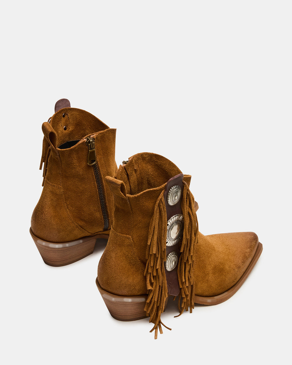 LARAMIE Chestnut Suede Fringe Western Pointed-Toe Women's Ankle Boot | Steve Madden online