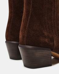 DARSEN Brown Suede Square-Toe Block Heel Women's Ankle Boot | Steve Madden US