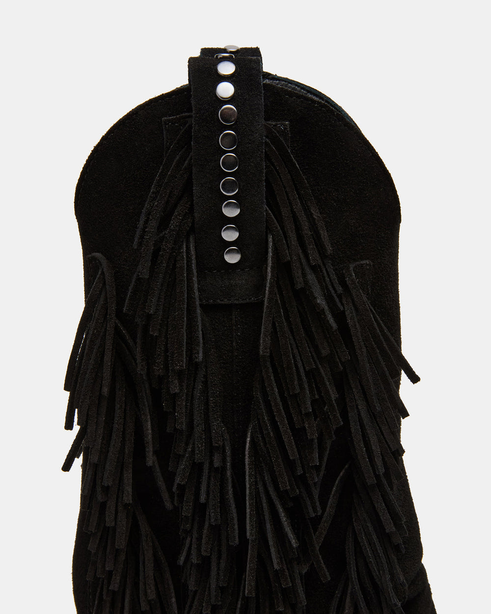 LANDMARK Black Suede Cuffed Fringe Western Women's Ankle Boot | Steve Madden Sale