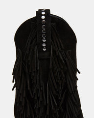 LANDMARK Black Suede Cuffed Fringe Western Women's Ankle Boot | Steve Madden Sale