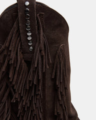 LANDMARK Brown Suede Cuffed Fringe Western Women's Ankle Boot | Steve Madden for Sale