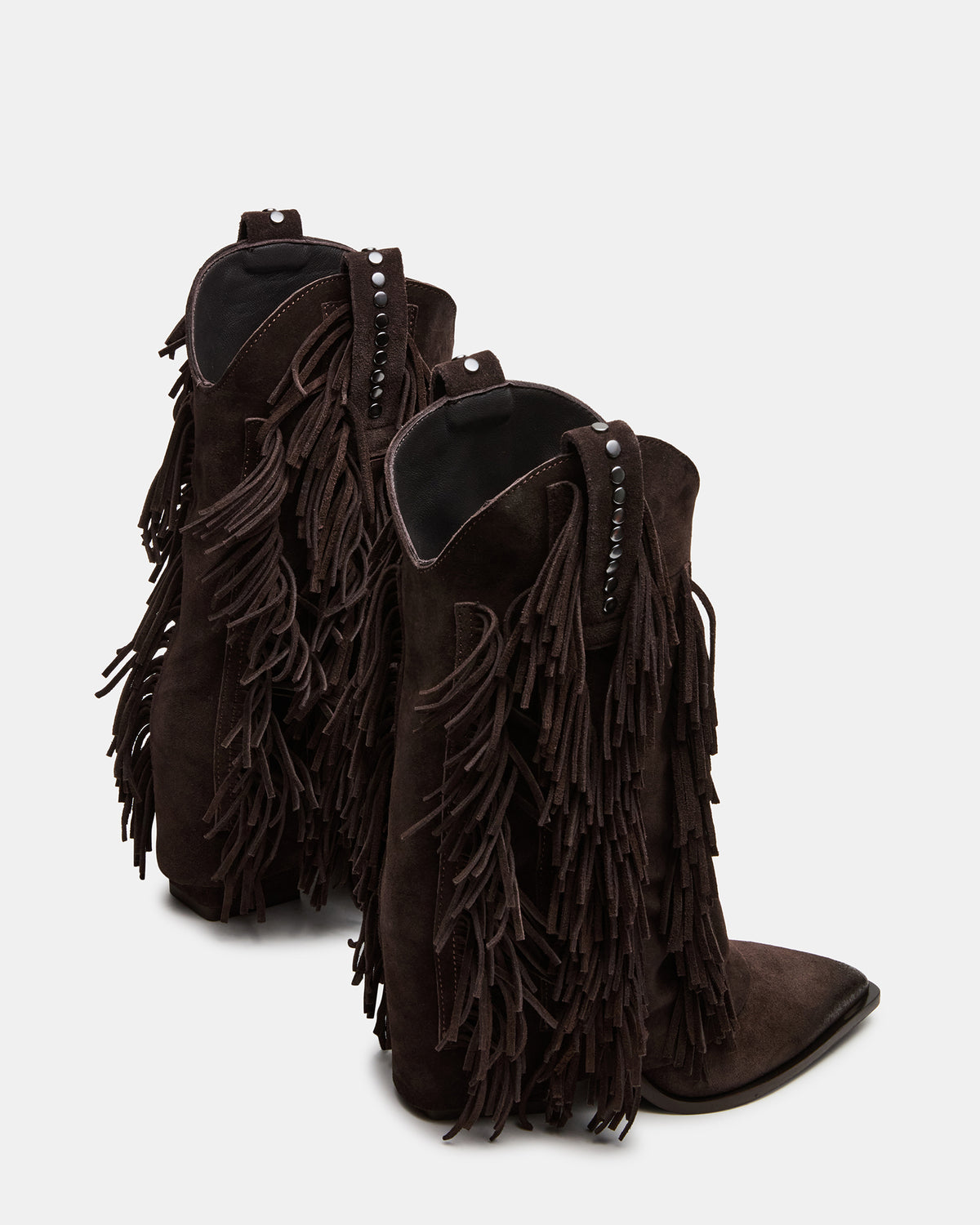 LANDMARK Brown Suede Cuffed Fringe Western Women's Ankle Boot | Steve Madden for Sale