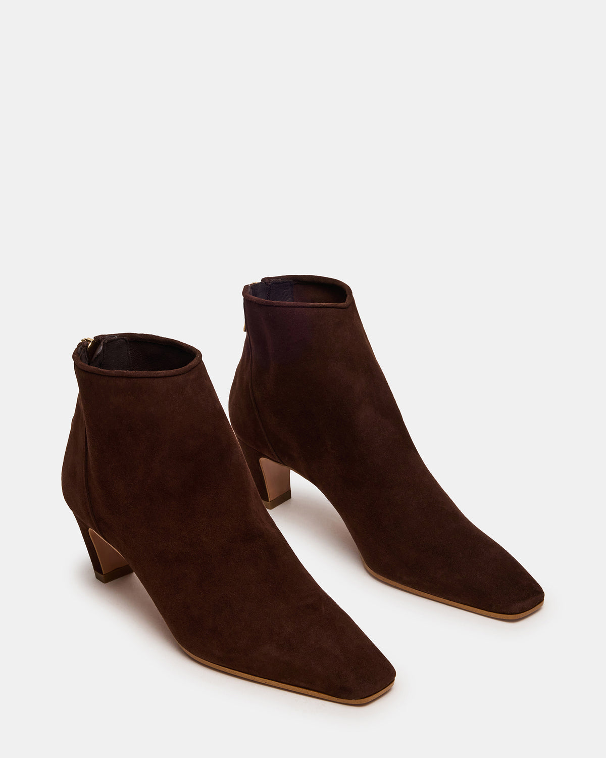 JUNO Brown Suede Square-Toe Women's Ankle Boot | Steve Madden on Sale