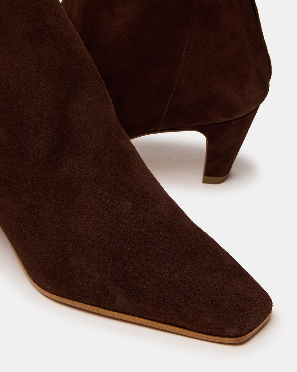 JUNO Brown Suede Square-Toe Women's Ankle Boot | Steve Madden on Sale
