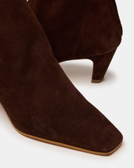 JUNO Brown Suede Square-Toe Women's Ankle Boot | Steve Madden on Sale
