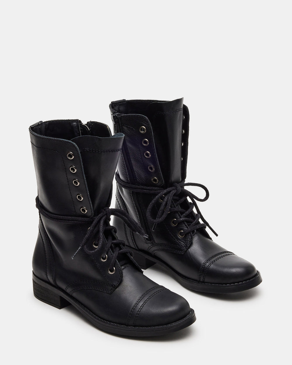TROOPA3.0 Black Leather Women's Moto Combat Ankle Boot | Steve Madden near me