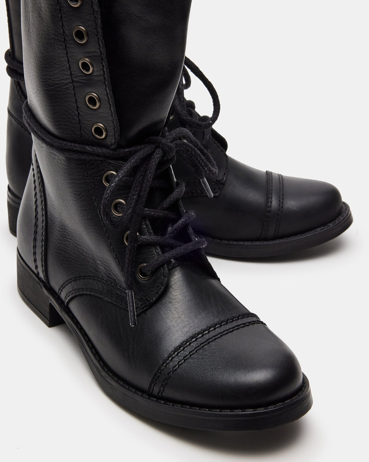 TROOPA3.0 Black Leather Women's Moto Combat Ankle Boot | Steve Madden near me