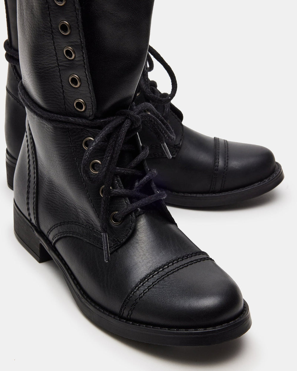 TROOPA3.0 Black Leather Women's Moto Combat Ankle Boot | Steve Madden near me