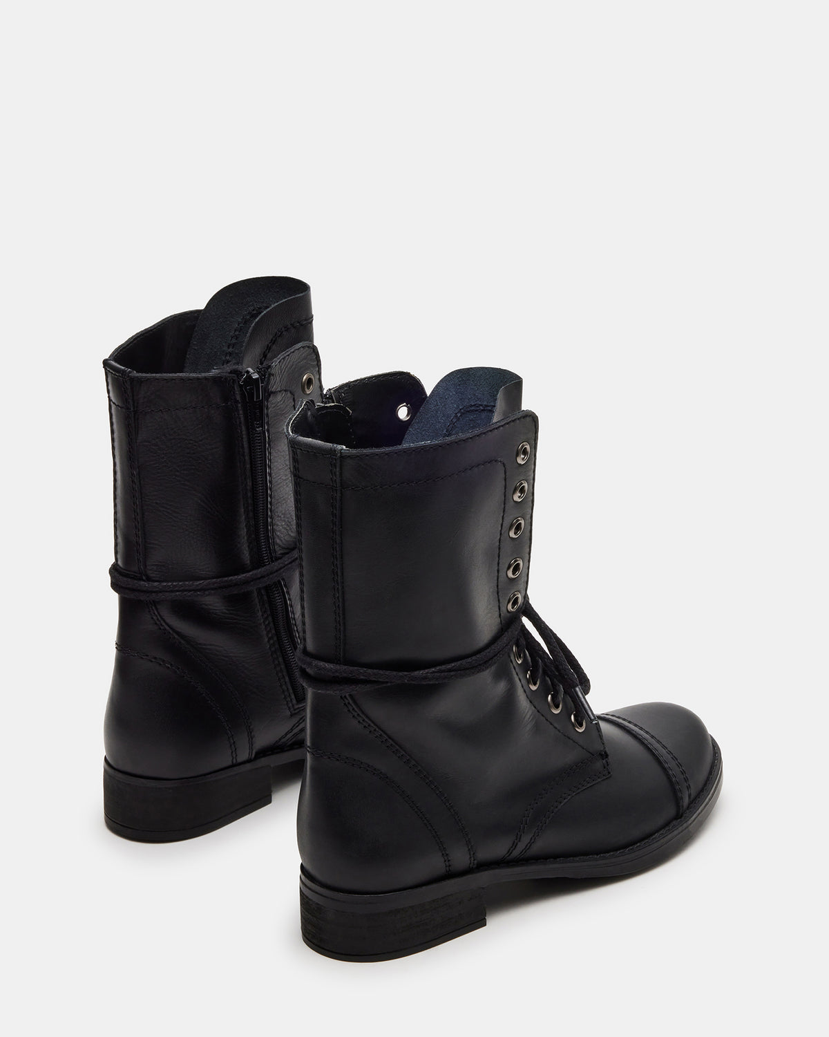 TROOPA3.0 Black Leather Women's Moto Combat Ankle Boot | Steve Madden near me