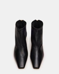 JUNO Black Leather Square-Toe Women's Ankle Boot | Steve Madden discount