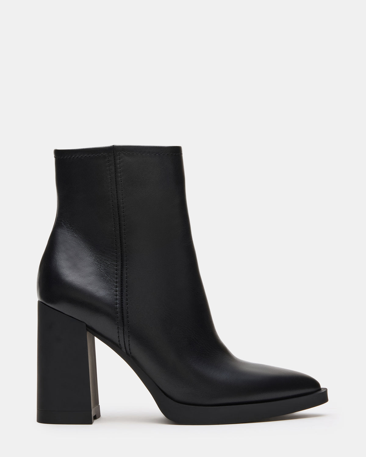 HARDEN Black Leather Women's Pointed-Toe Ankle Boot | Steve Madden US