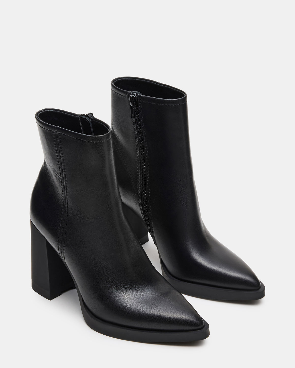 HARDEN Black Leather Women's Pointed-Toe Ankle Boot | Steve Madden US