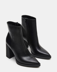 HARDEN Black Leather Women's Pointed-Toe Ankle Boot | Steve Madden US