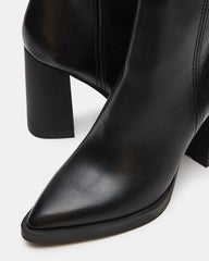 HARDEN Black Leather Women's Pointed-Toe Ankle Boot | Steve Madden US