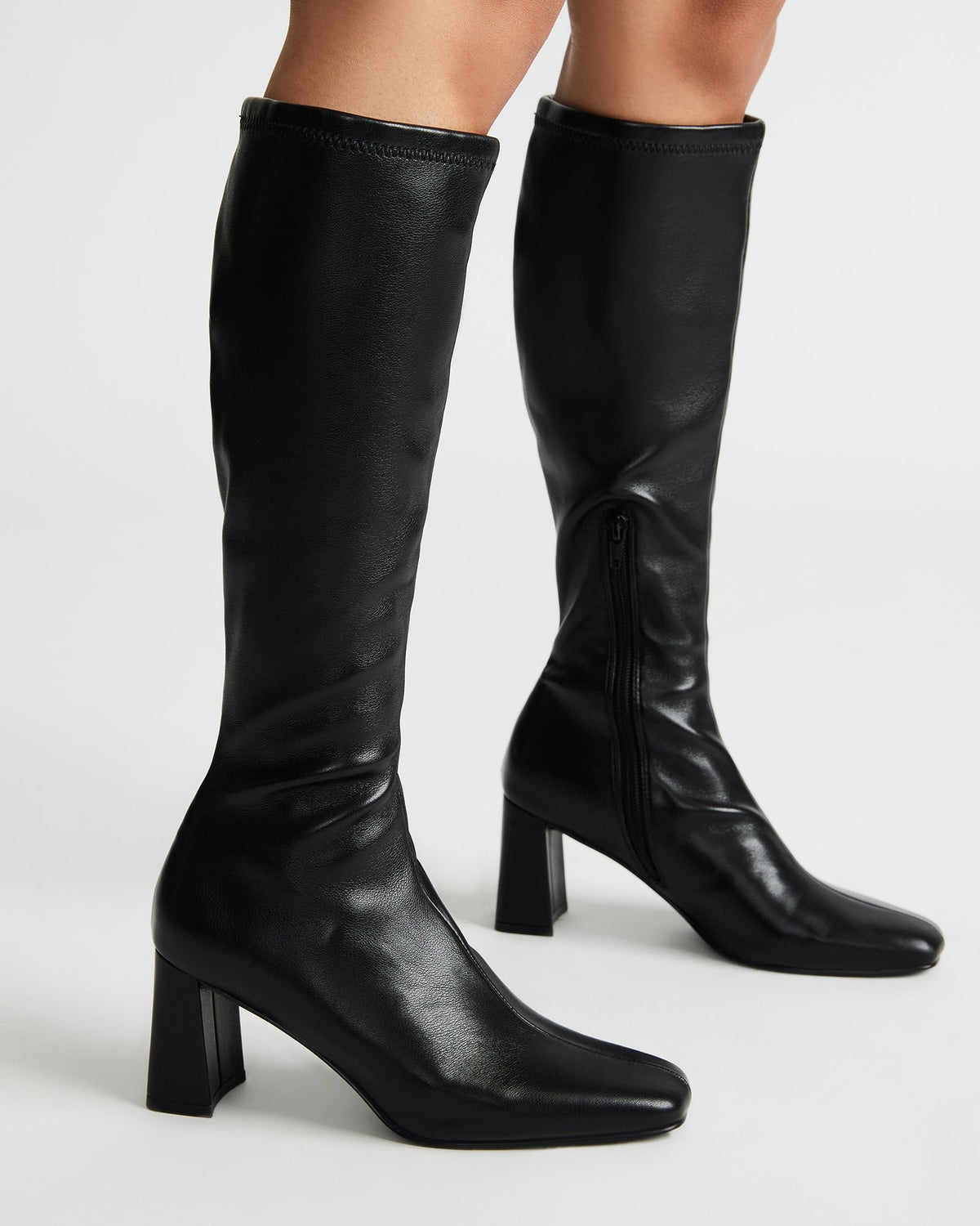 HOLLY Black Women's Knee-High Square-Toe Boot | Steve Madden Sale