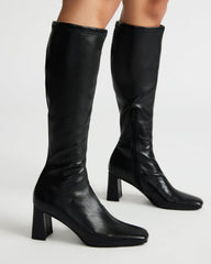 HOLLY Black Women's Knee-High Square-Toe Boot | Steve Madden Sale