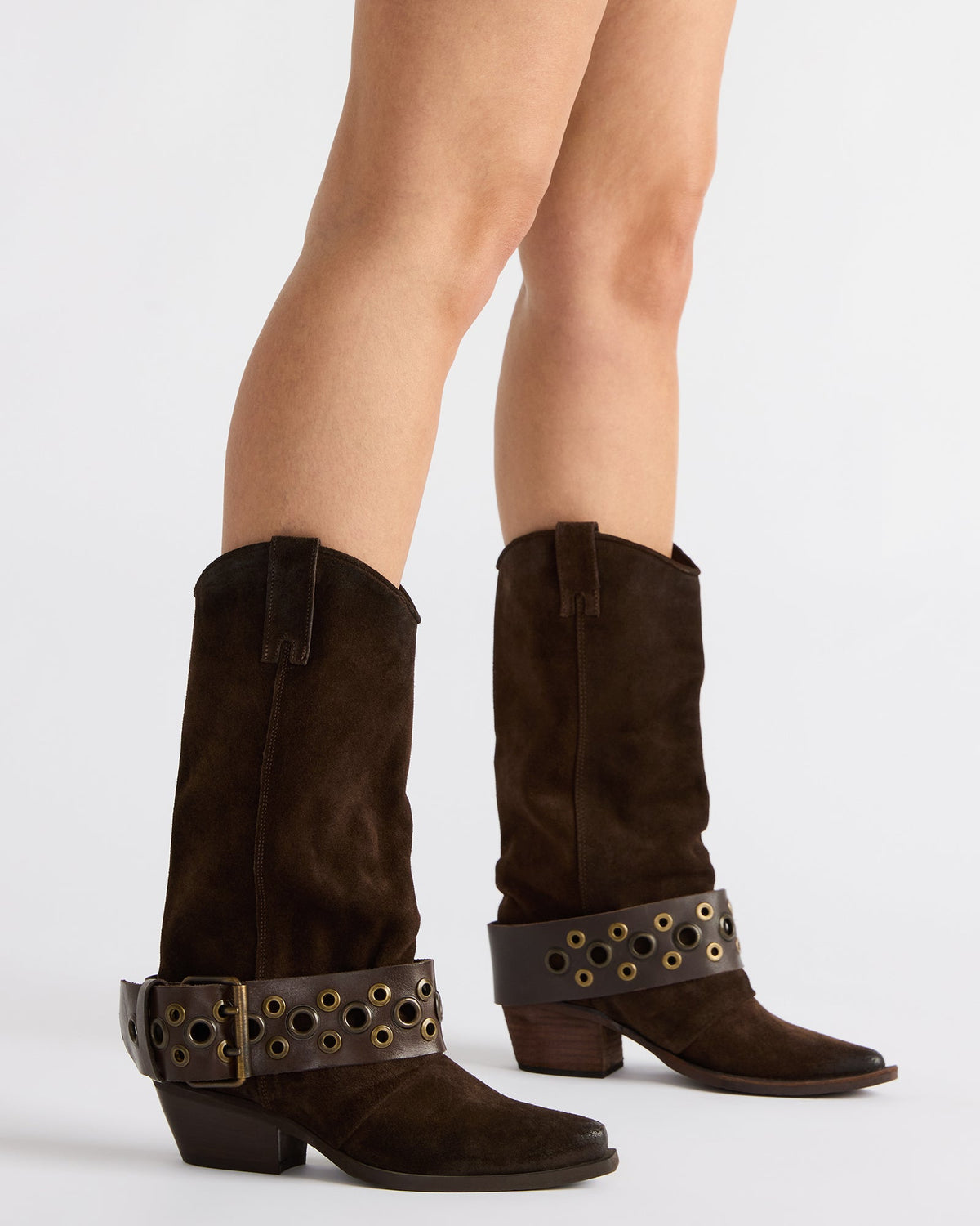 ASHWOOD Brown Suede Pointed-Toe Western Women's Boot | Steve Madden for Sale