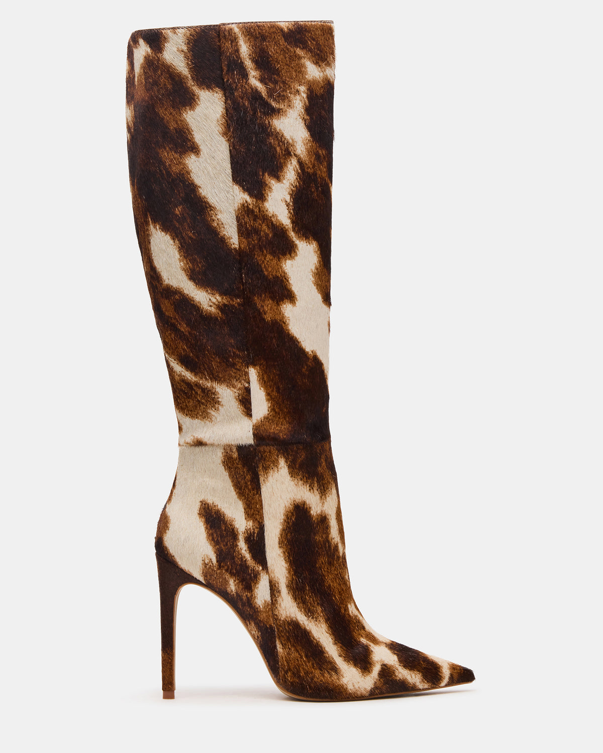 NITRO Brown Cow Print Wide Calf Pointed-Toe Stiletto Heel Knee-High Women's Boots | Steve Madden discount