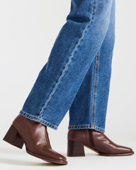 PAMMY Brown Square-Toe Block Heel Women's Ankle Boot | Steve Madden outlet
