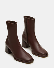 PAMMY Brown Square-Toe Block Heel Women's Ankle Boot | Steve Madden outlet