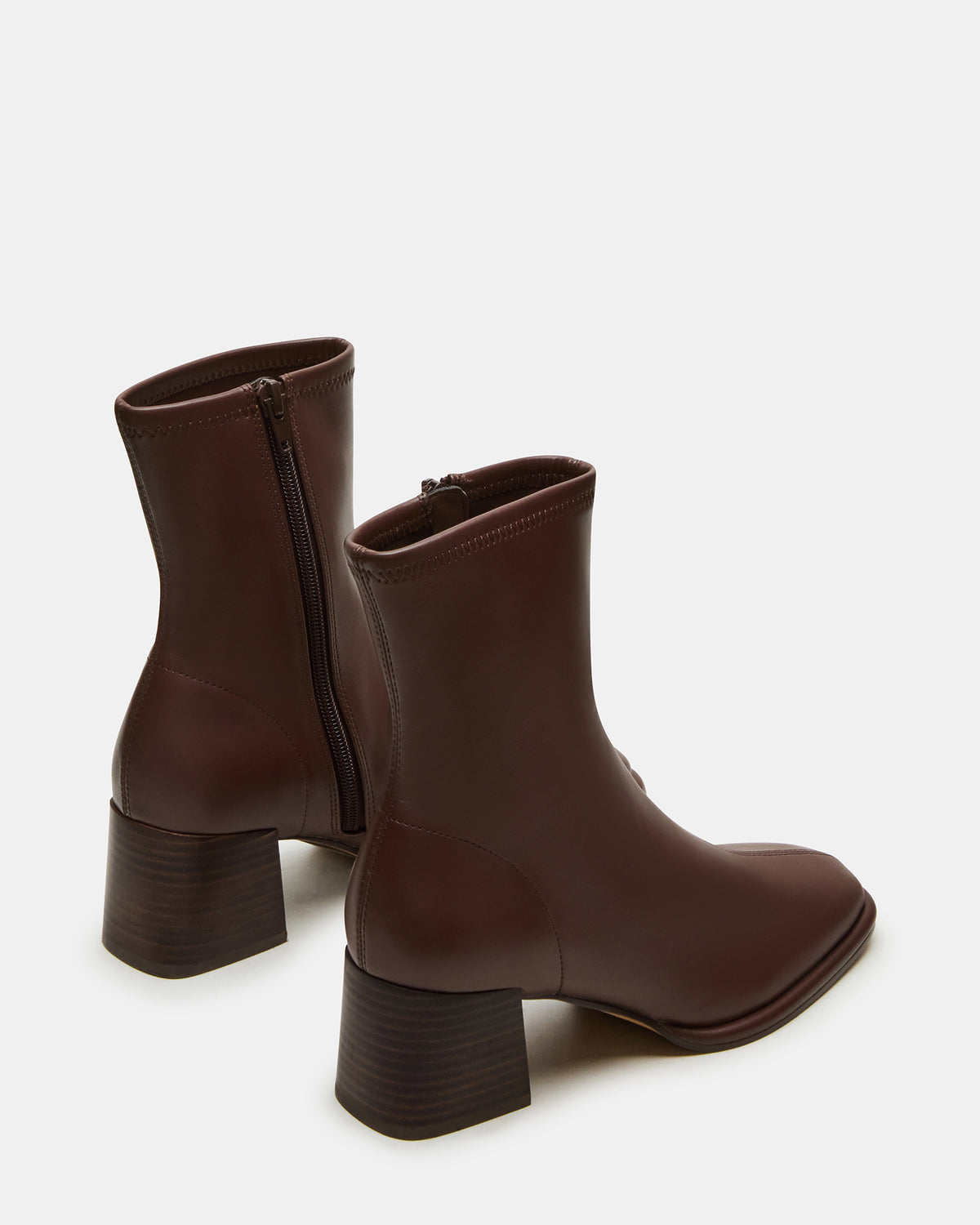 PAMMY Brown Square-Toe Block Heel Women's Ankle Boot | Steve Madden outlet