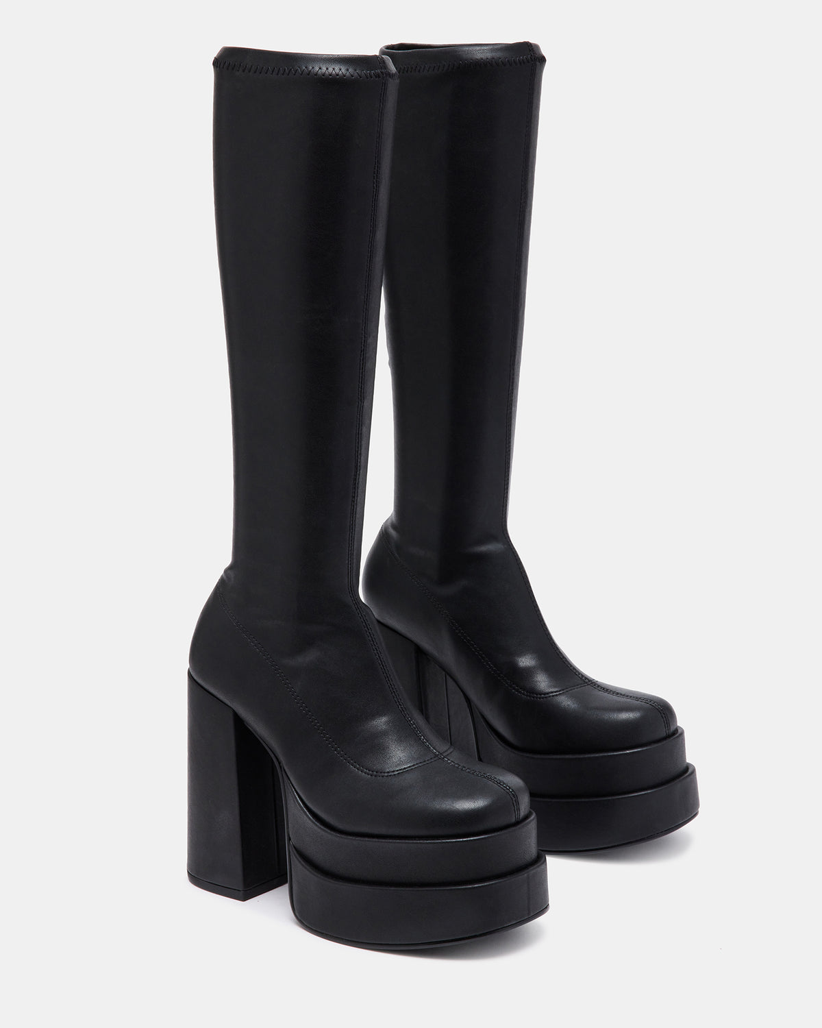 CYPRESS Black Women's Platform Vegan Leather Boots | Steve Madden outlet