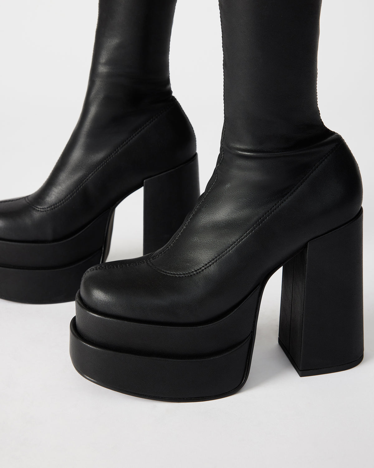 CYPRESS Black Women's Platform Vegan Leather Boots | Steve Madden outlet