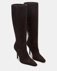 WESCOT Brown Suede Square-Toe Knee-High Heeled Women's Boot | Steve Madden for Sale