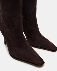 WESCOT Brown Suede Square-Toe Knee-High Heeled Women's Boot | Steve Madden for Sale