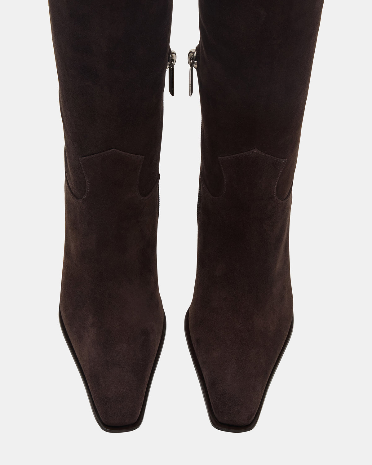 WESCOT Brown Suede Square-Toe Knee-High Heeled Women's Boot | Steve Madden for Sale