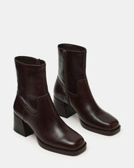 LATCHES Brown Leather Square-Toe Block Heel Women's Ankle Boot | Steve Madden near me