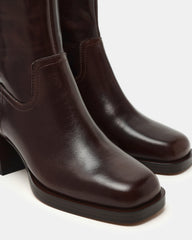 LATCHES Brown Leather Square-Toe Block Heel Women's Ankle Boot | Steve Madden near me