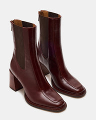DOWNTOWN Brown Leather Women's Chelsea Block Heel Ankle Boot | Steve Madden discount