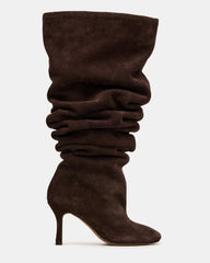 ALLISON Brown Suede Over-The-Knee Heeled Women's Boot | Steve Madden US