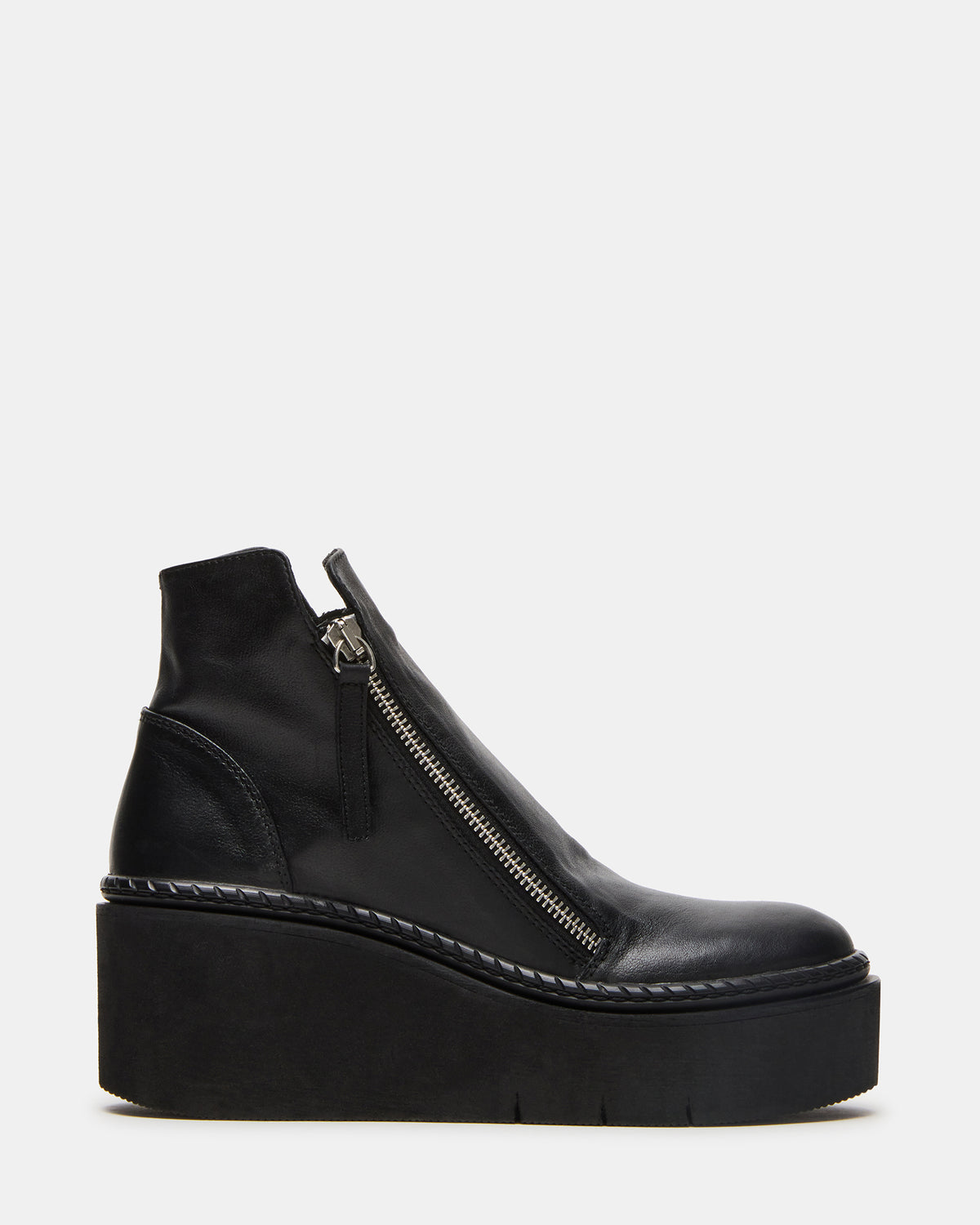 DRIFT Black Leather Platform Moto Women's Ankle Boot | Steve Madden for Sale
