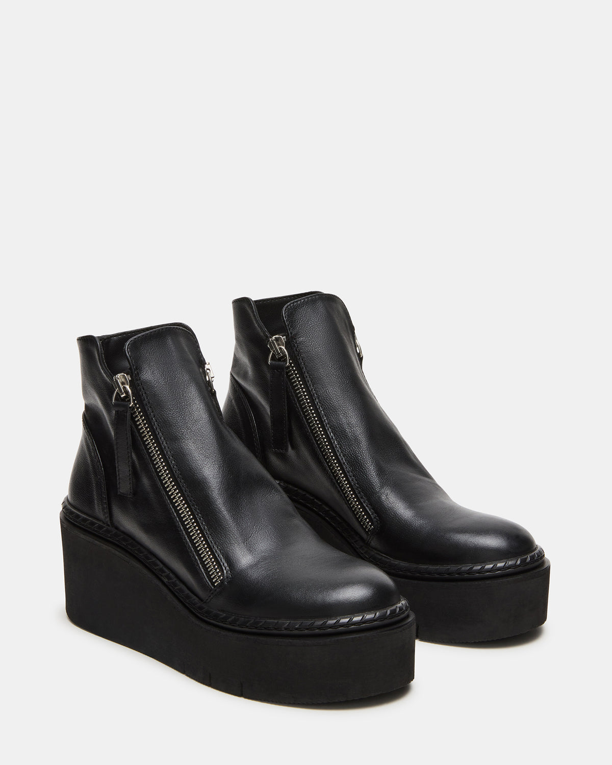 DRIFT Black Leather Platform Moto Women's Ankle Boot | Steve Madden for Sale