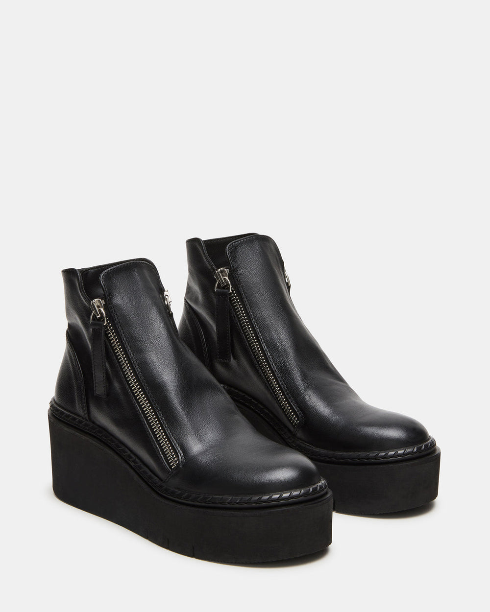 DRIFT Black Leather Platform Moto Women's Ankle Boot | Steve Madden for Sale