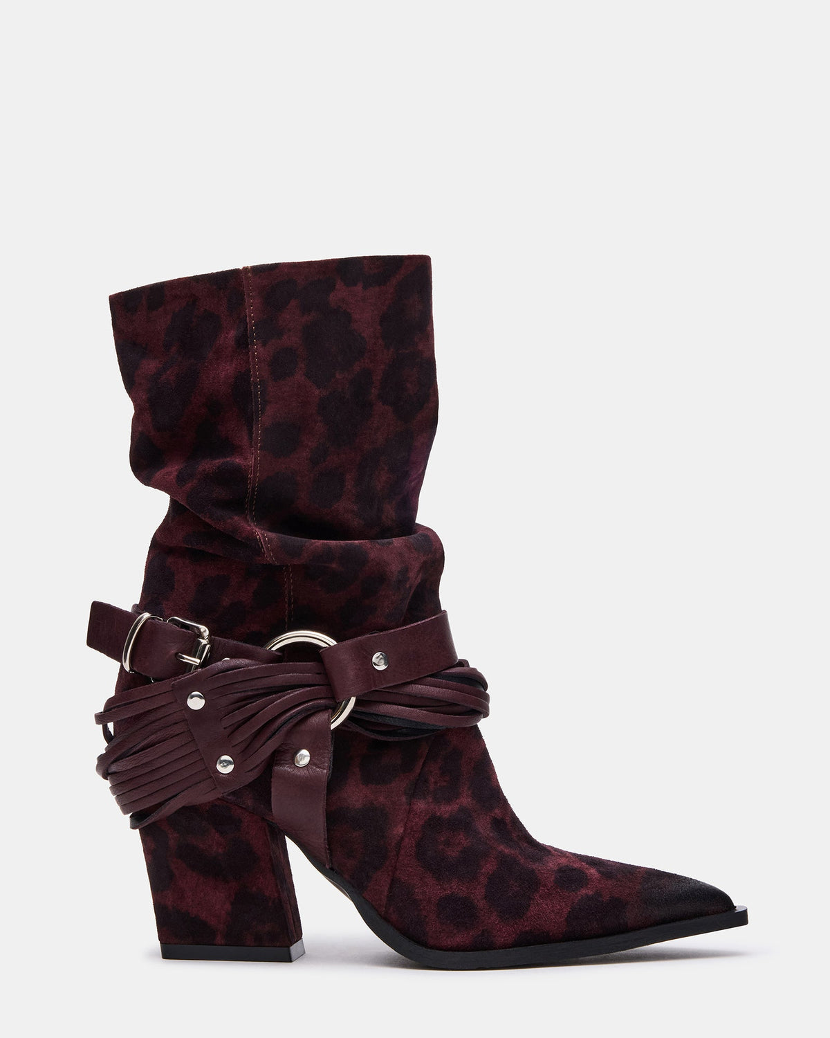 LAUPER Red Leopard Pointed-Toe Heeled Buckle Women's Ankle Boot | Steve Madden on Sale