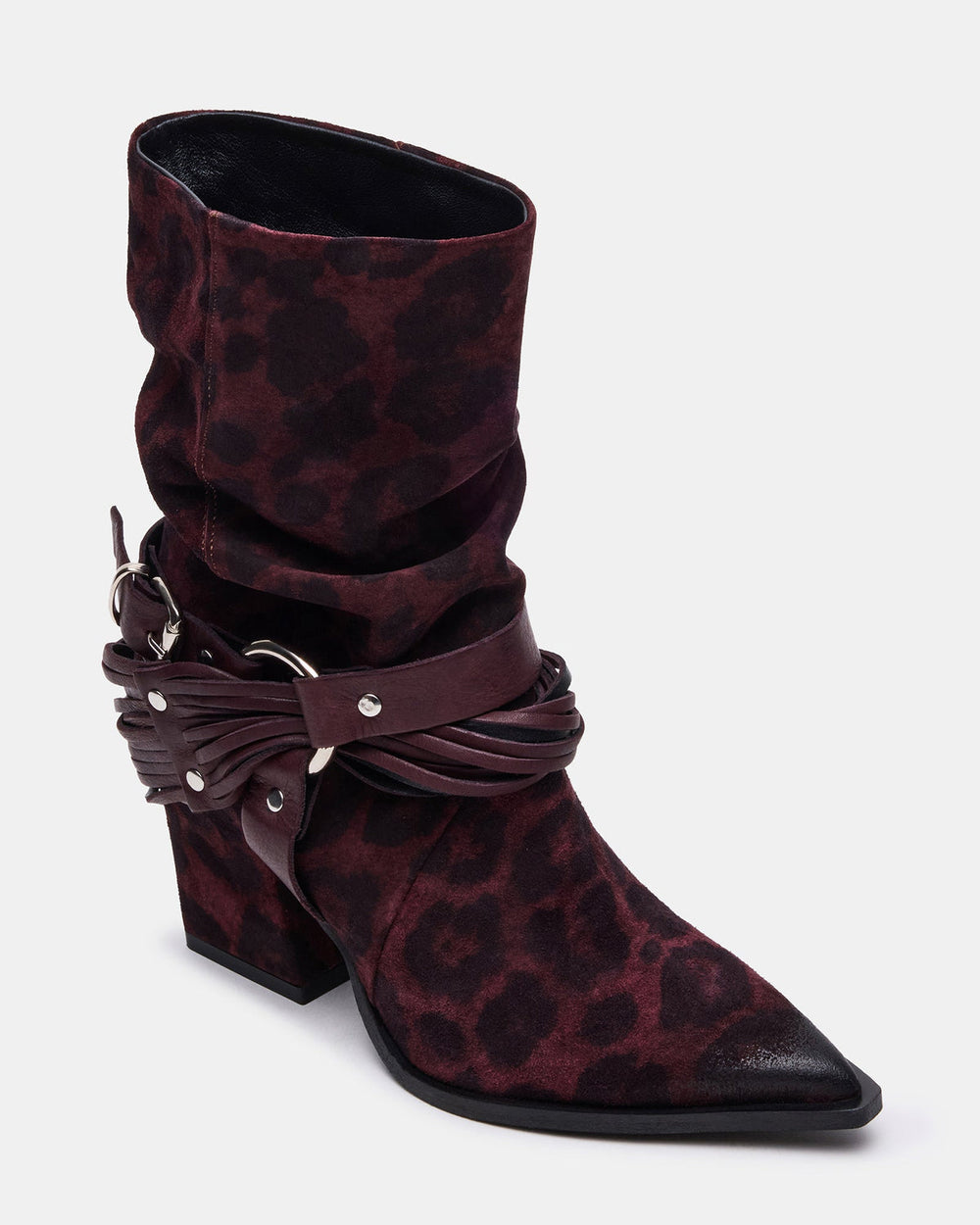 LAUPER Red Leopard Pointed-Toe Heeled Buckle Women's Ankle Boot | Steve Madden on Sale