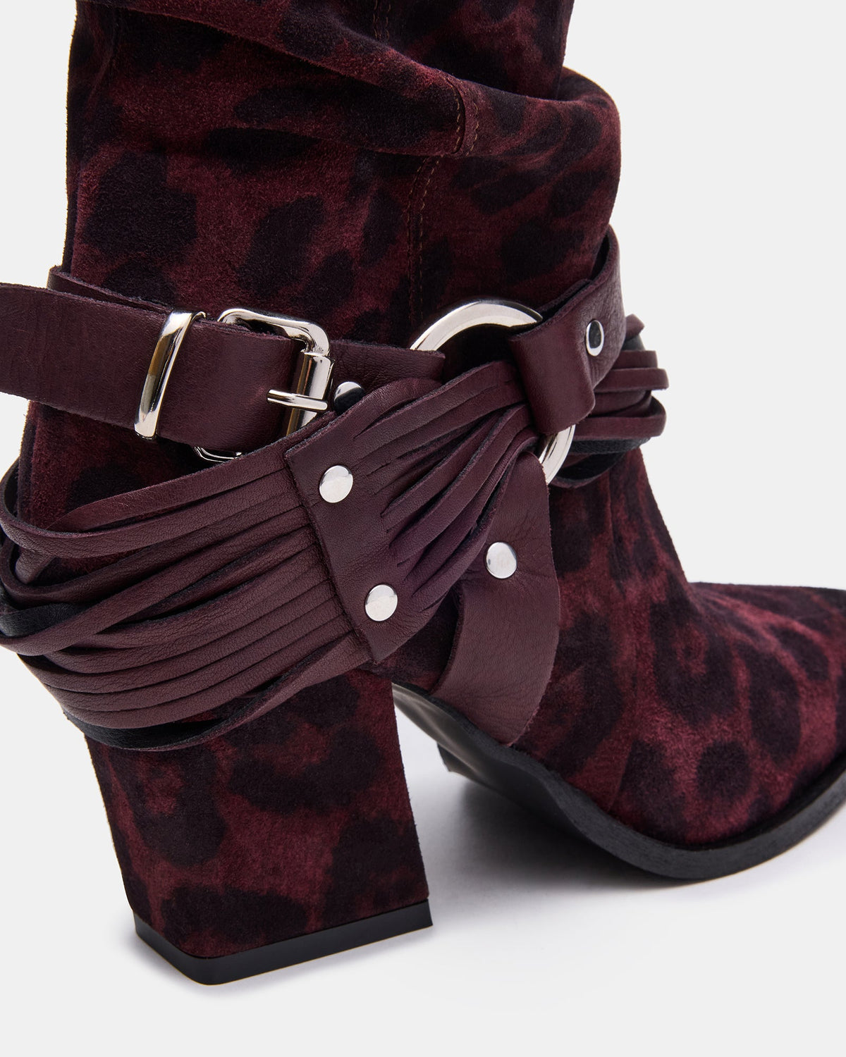 LAUPER Red Leopard Pointed-Toe Heeled Buckle Women's Ankle Boot | Steve Madden on Sale