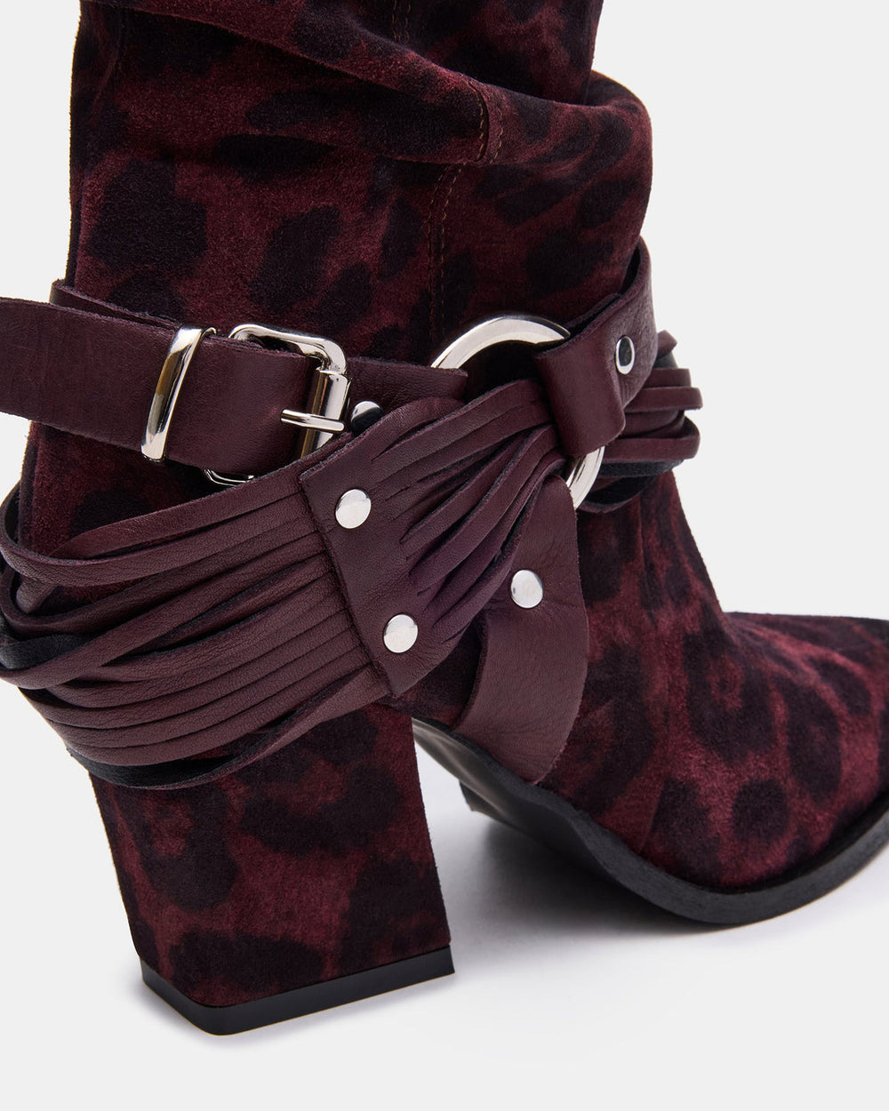 LAUPER Red Leopard Pointed-Toe Heeled Buckle Women's Ankle Boot | Steve Madden on Sale