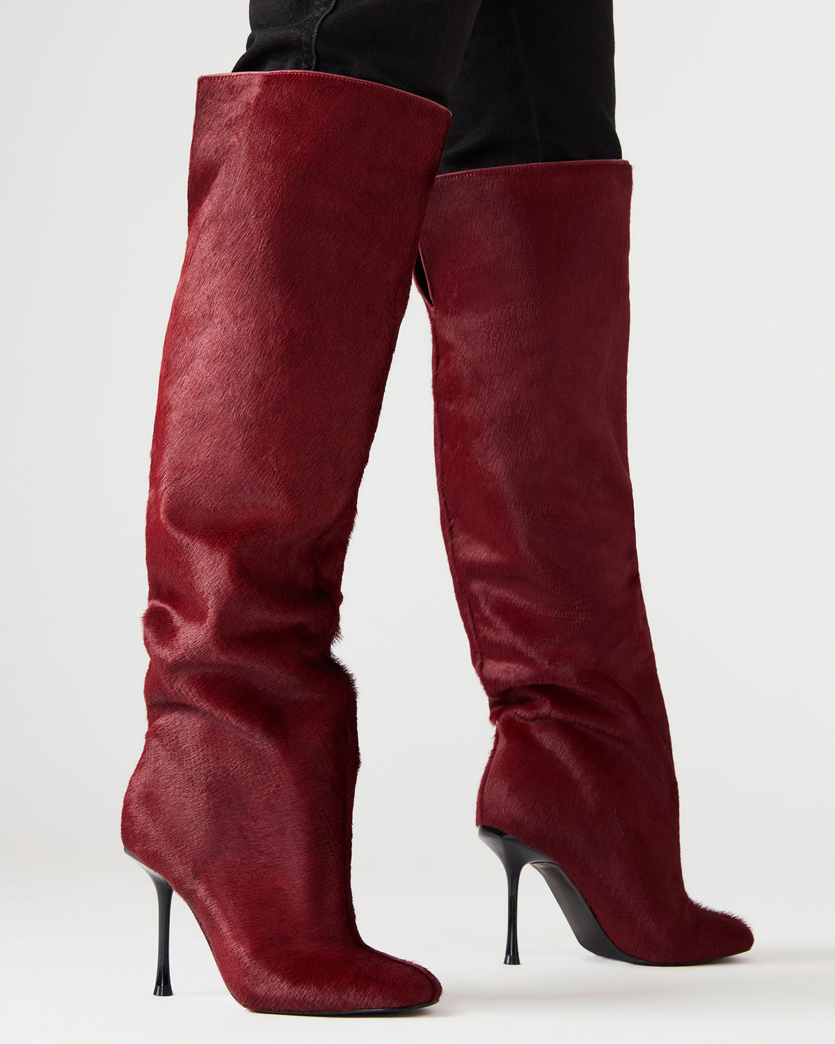 ALLURING Red Over-The-Knee Square-Toe Heeled Women's Boot | Steve Madden US