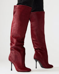 ALLURING Red Over-The-Knee Square-Toe Heeled Women's Boot | Steve Madden US