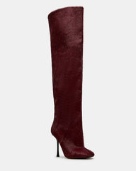 ALLURING Red Over-The-Knee Square-Toe Heeled Women's Boot | Steve Madden US