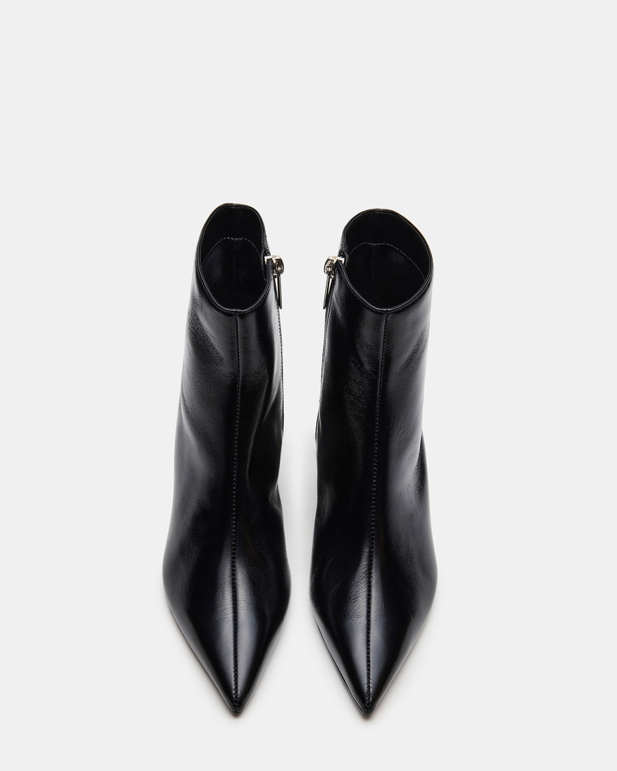 ASHLI Black Leather Pointed-Toe Block Heel Women's Ankle Boot | Steve Madden outlet