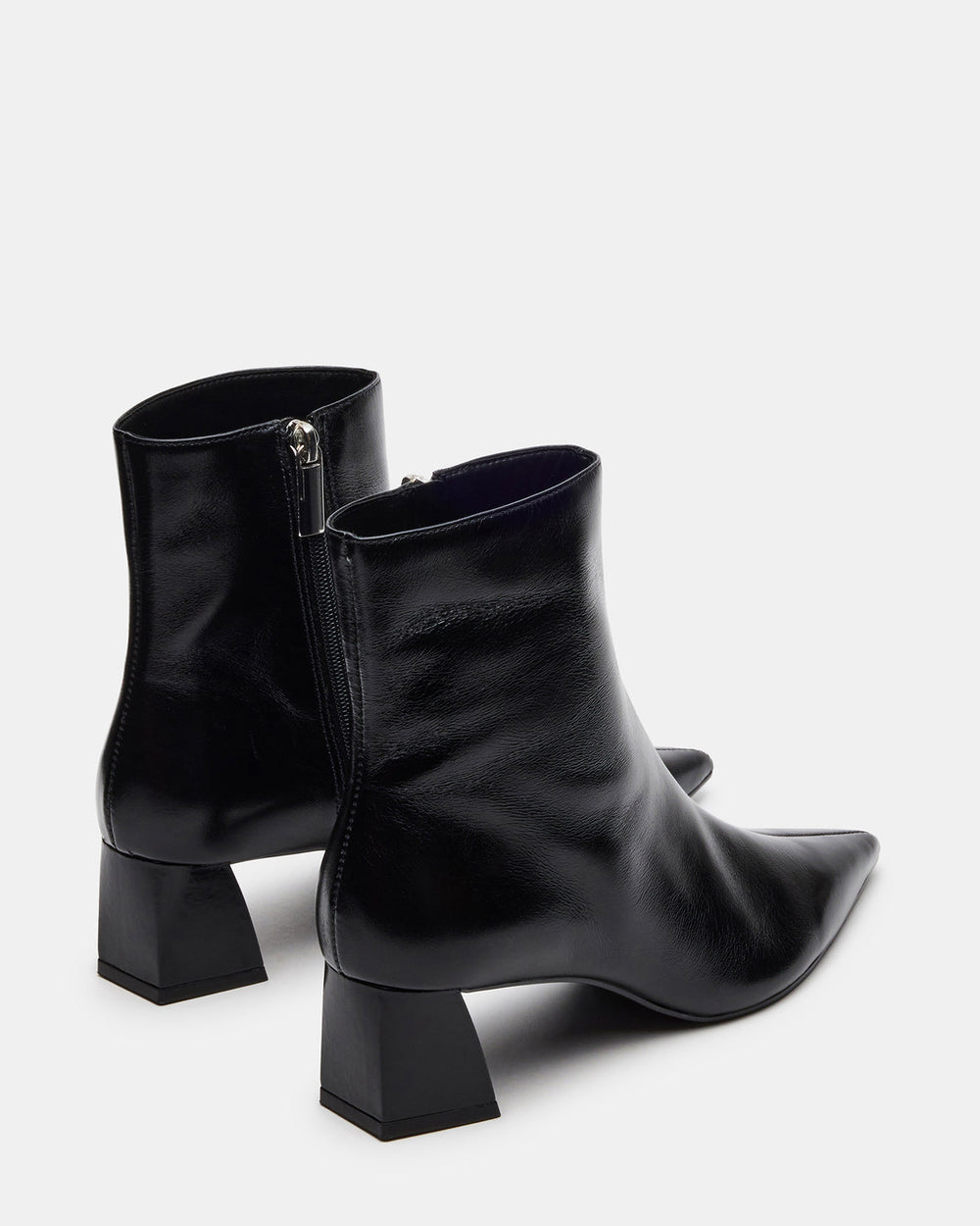 ASHLI Black Leather Pointed-Toe Block Heel Women's Ankle Boot | Steve Madden outlet