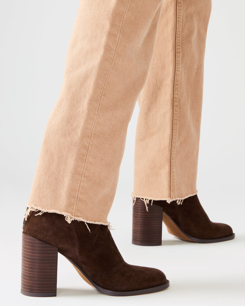 OBSESSION Chocolate Brown Suede Rounded Toe Block Heel Women's Ankle Boot | Steve Madden Sale