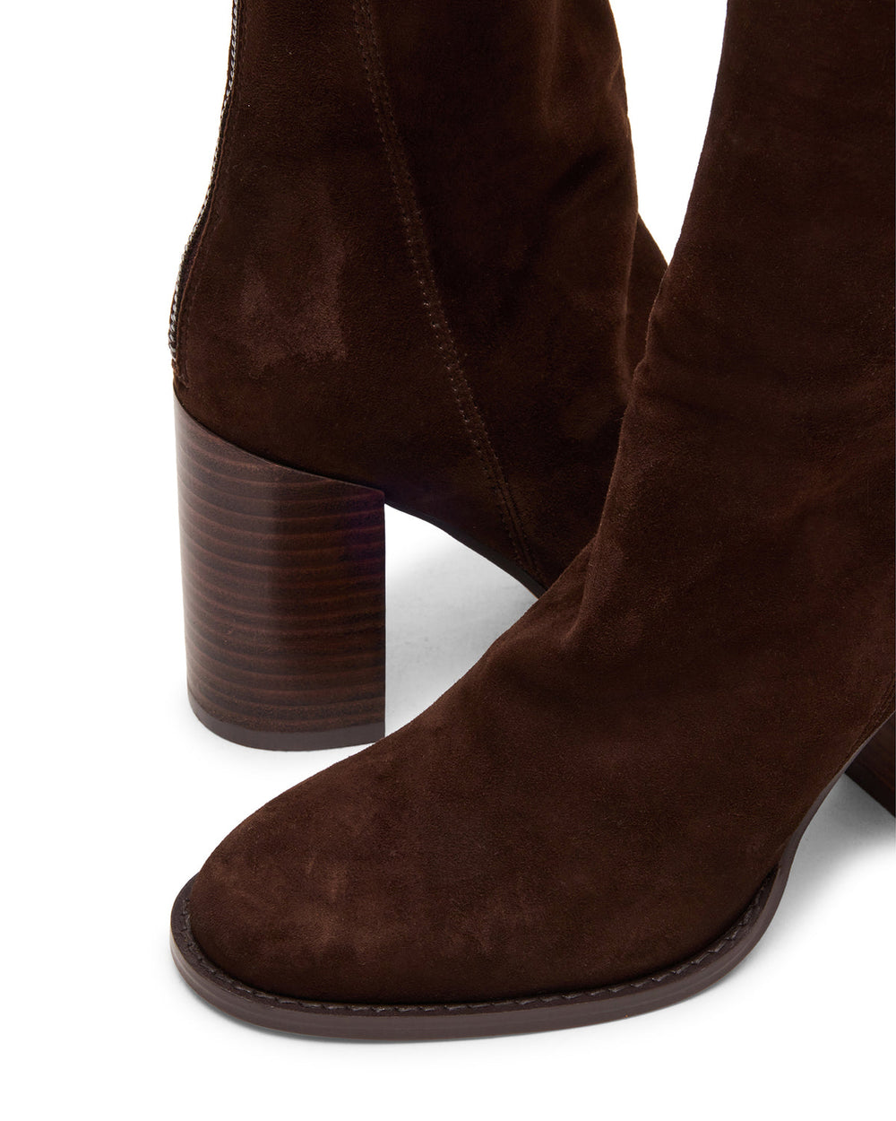 OBSESSION Chocolate Brown Suede Rounded Toe Block Heel Women's Ankle Boot | Steve Madden Sale