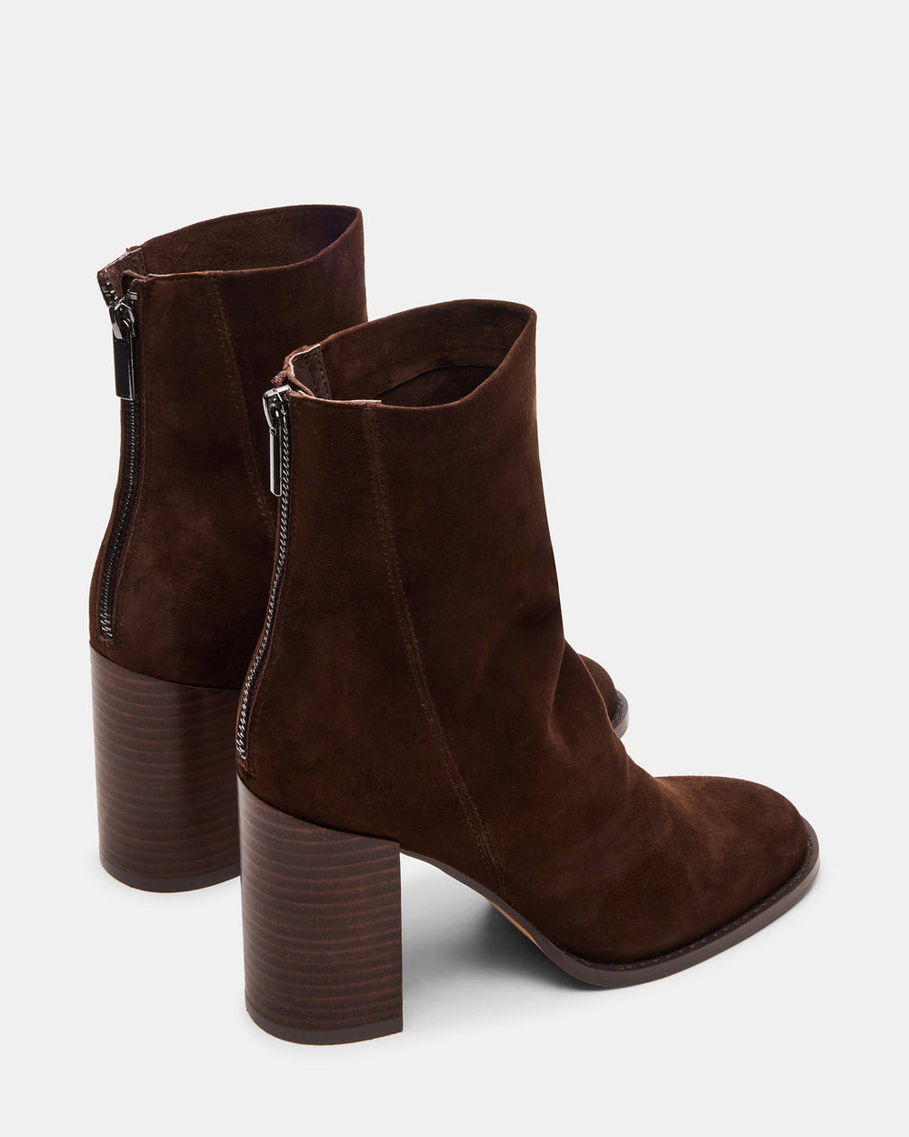 OBSESSION Chocolate Brown Suede Rounded Toe Block Heel Women's Ankle Boot | Steve Madden Sale